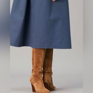 NIB Tory Burch Lila Tall Natural Suede Heel Boots Brown (Alice)